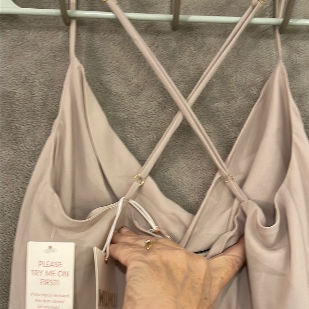 Show Me Your MuMu Tan/Cream Strappy‎ Backless Sundress Knee Length Women's sz M - Picture 11 of 11